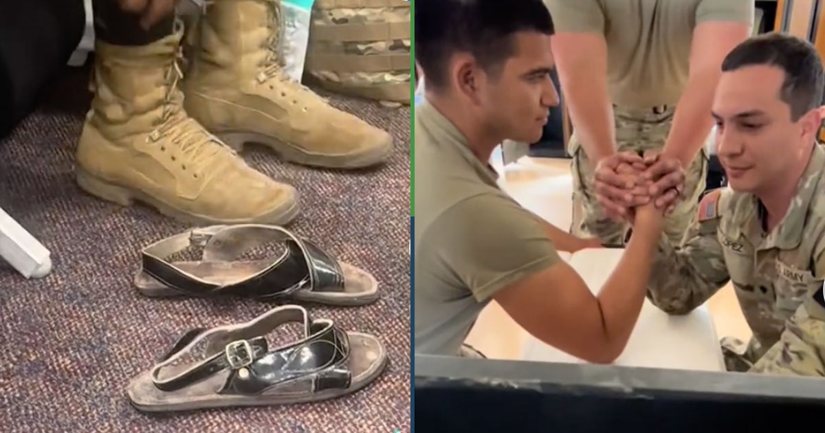 Mexicano exibe seus huaraches como soldado do Exército dos Estados Unidos