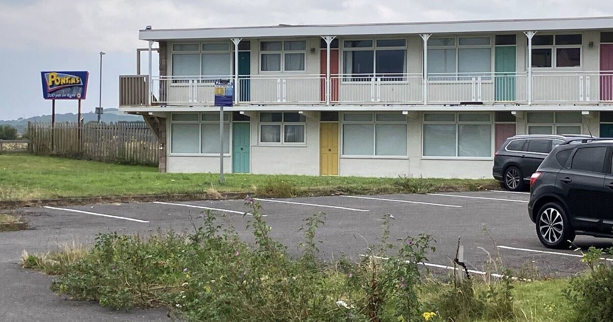 Eerie abandoned holiday park with private beach and swimming pools left to rot