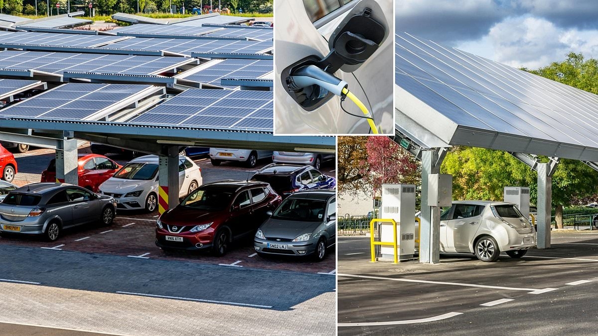 I parcheggi potrebbero essere coperti da pannelli solari per consentire la ricarica dei veicoli elettrici nell'ambito dell'ultima spinta Net Zero