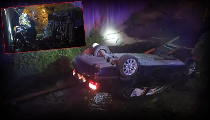 Samochód wpada do strumienia w Beykoz: kierowca ucieka z miejsca wypadku