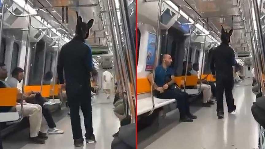 Miejsce: Sarıyer! Młody mężczyzna w stroju króliczka z karabinem został zatrzymany w metrze.