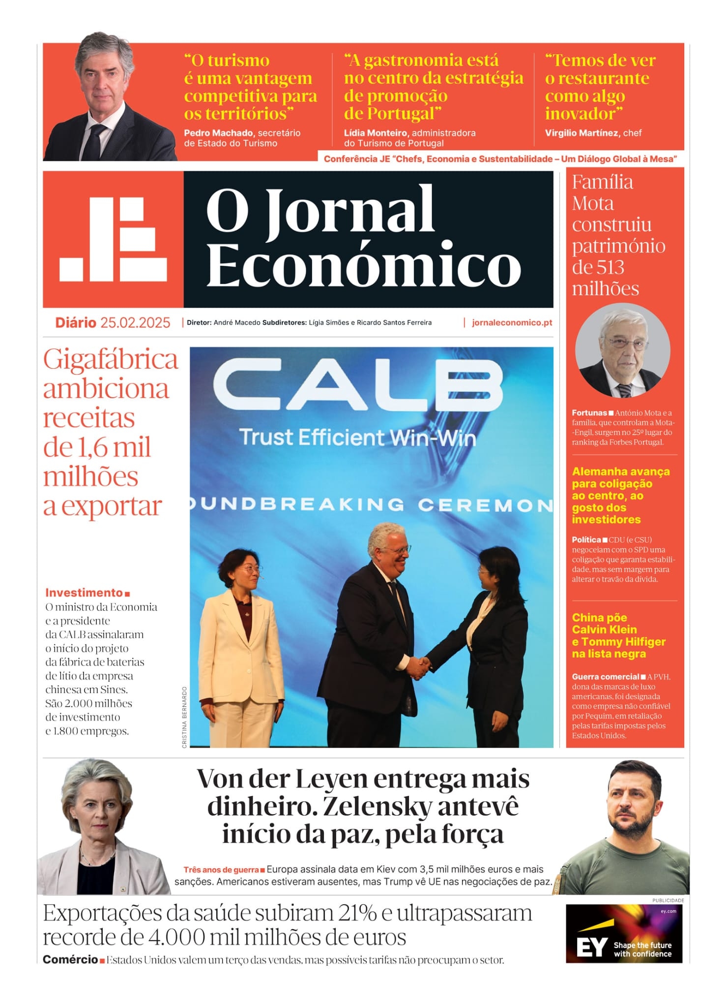 La prima pagina del Jornal Económico del 25 febbraio