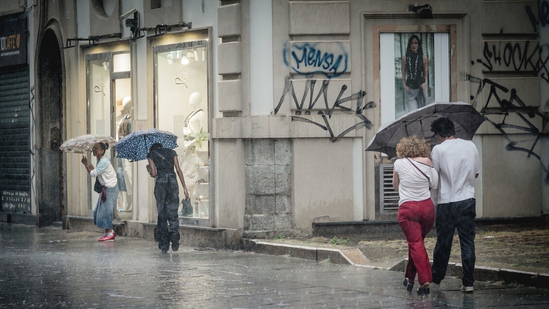 A heavy storm hits Romagna, causing hail and flooding of roads.