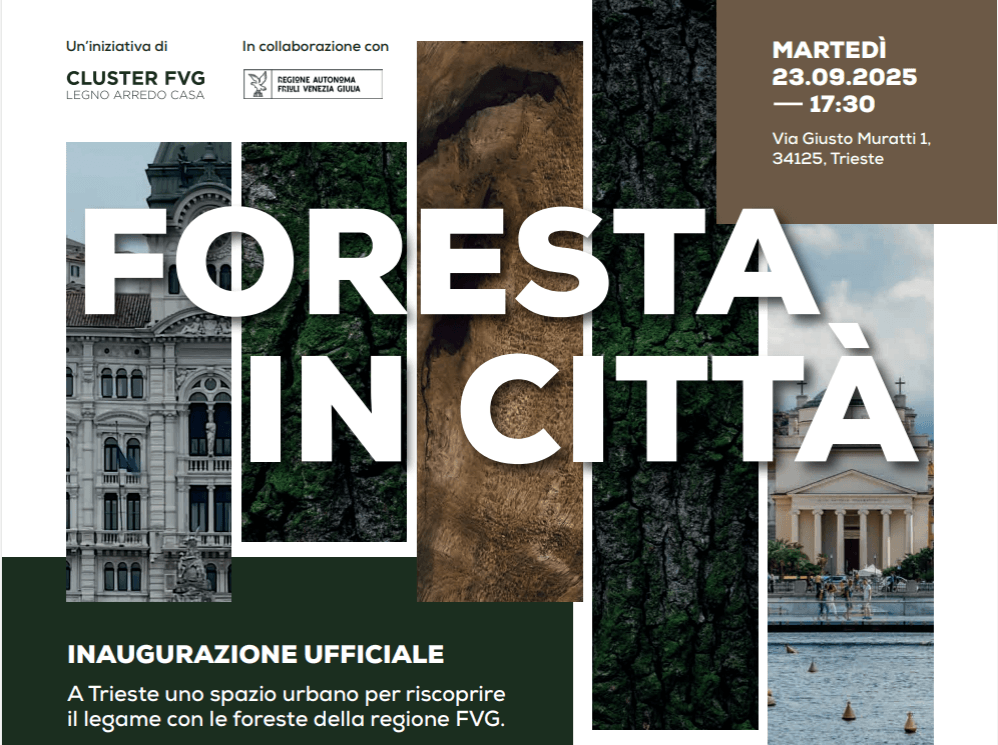 O Friuli Venezia Giulia Furniture Cluster inaugurará amanhã em Trieste seu projeto "Floresta na Cidade".