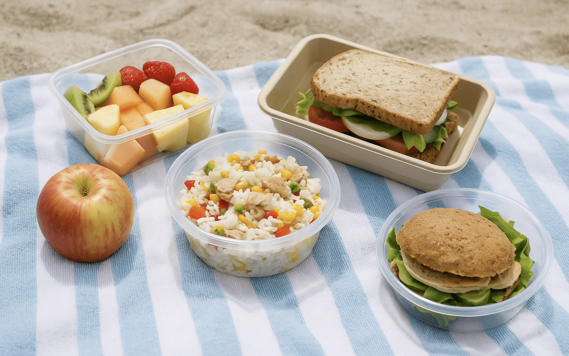 Dear beach, packed lunches are back: "green" salads and sandwiches are winning on the beach.
